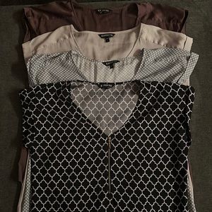 EXPRESS Zip Up Blouse, Size L. 4 shirts total